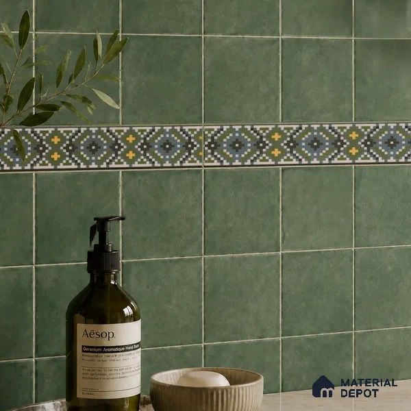 Moroccan Tile Border TL 11936 Spatial Accent Series 1 ft x 2 inch Vitrified Matte Finish Tile Border - 9 mm | Suitable for Decorative Highlighter Border