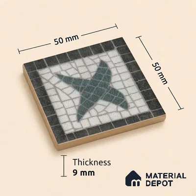 Moroccan Tile Border TL 11937 B Spatial Accent Series 2 x 2 inch Vitrified Matte Finish Center Tile - 9 mm | Suitable for Decorative Highlighter Border