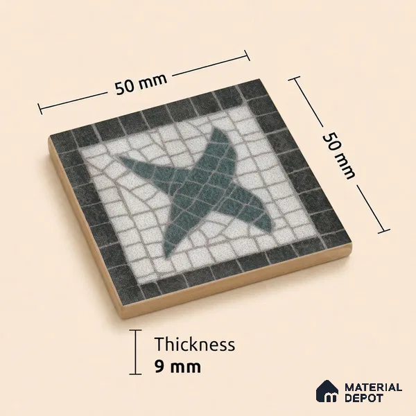 Moroccan Tile Border TL 11937 B Spatial Accent Series 2 x 2 inch Vitrified Matte Finish Center Tile - 9 mm | Suitable for Decorative Highlighter Border