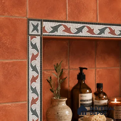 Moroccan Tile Border TL 11937 B Spatial Accent Series 2 x 2 inch Vitrified Matte Finish Center Tile - 9 mm | Suitable for Decorative Highlighter Border