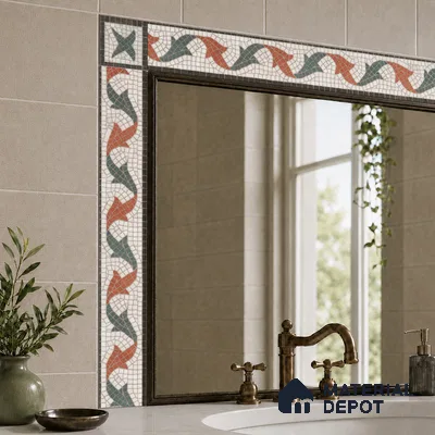 Moroccan Tile Border TL 11937 B Spatial Accent Series 2 x 2 inch Vitrified Matte Finish Center Tile - 9 mm | Suitable for Decorative Highlighter Border