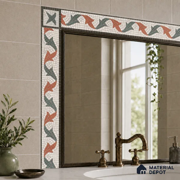 Moroccan Tile Border TL 11937 B Spatial Accent Series 2 x 2 inch Vitrified Matte Finish Center Tile - 9 mm | Suitable for Decorative Highlighter Border