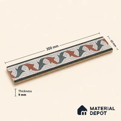 Moroccan Tile Border TL 11937 Spatial Accent Series 1 ft x 2 inch Vitrified Matte Finish Tile Border - 9 mm | Suitable for Decorative Highlighter Border