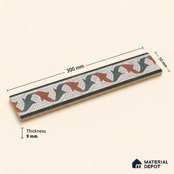 Moroccan Tile Border TL 11937 Spatial Accent Series 1 ft x 2 inch Vitrified Matte Finish Tile Border - 9 mm | Suitable for Decorative Highlighter Border