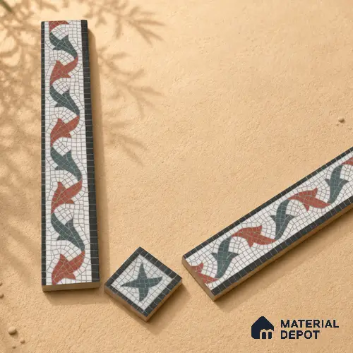 Moroccan Tile Border TL 11937 Spatial Accent Series 1 ft x 2 inch Vitrified Matte Finish Tile Border - 9 mm | Suitable for Decorative Highlighter Border