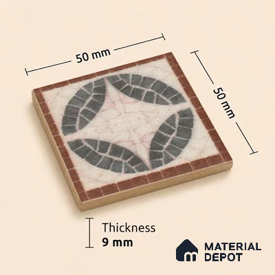 Tropical Tile Border TL 11938 B Spatial Accent Series 2 x 2 inch Vitrified Matte Finish Center Tile - 9 mm | Suitable for Decorative Highlighter Border