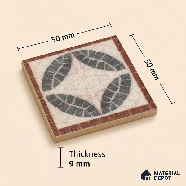 Tropical Tile Border TL 11938 B Spatial Accent Series 2 x 2 inch Vitrified Matte Finish Center Tile - 9 mm | Suitable for Decorative Highlighter Border
