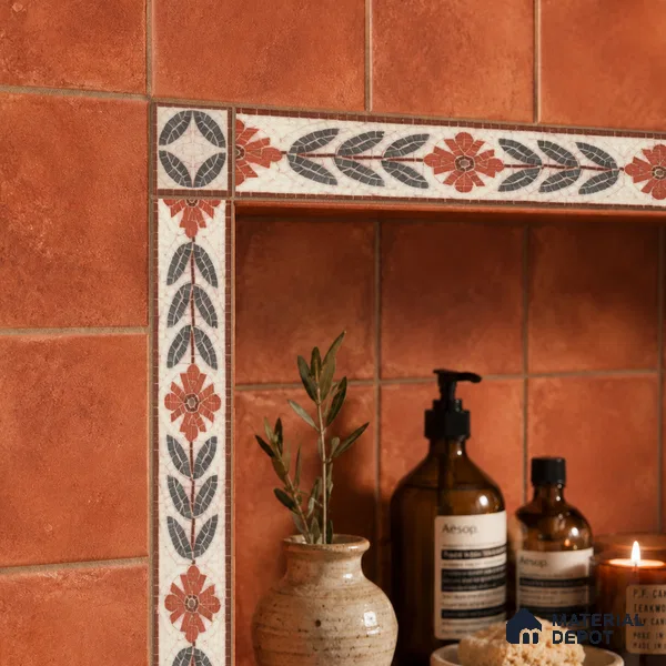 Tropical Tile Border TL 11938 Spatial Accent Series 1 ft x 2 inch Vitrified Matte Finish Tile Border - 9 mm | Suitable for Decorative Highlighter Border