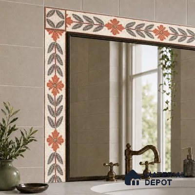 Tropical Tile Border TL 11938 Spatial Accent Series 1 ft x 2 inch Vitrified Matte Finish Tile Border - 9 mm | Suitable for Decorative Highlighter Border