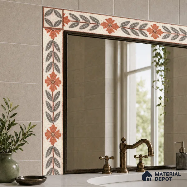 Tropical Tile Border TL 11938 Spatial Accent Series 1 ft x 2 inch Vitrified Matte Finish Tile Border - 9 mm | Suitable for Decorative Highlighter Border