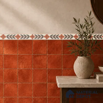 Tropical Tile Border TL 11938 Spatial Accent Series 1 ft x 2 inch Vitrified Matte Finish Tile Border - 9 mm | Suitable for Decorative Highlighter Border
