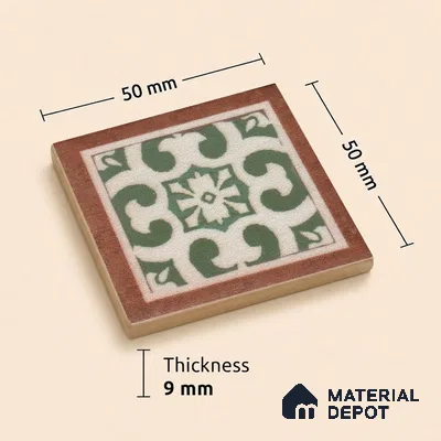 Moroccan Tile Border TL 11939 B Spatial Accent Series 2 x 2 inch Vitrified Matte Finish Center Tile - 9 mm | Suitable for Decorative Highlighter Border