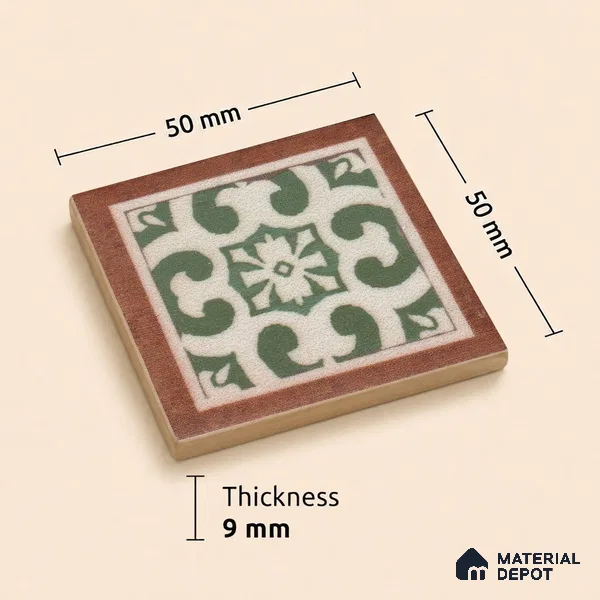 Moroccan Tile Border TL 11939 B Spatial Accent Series 2 x 2 inch Vitrified Matte Finish Center Tile - 9 mm | Suitable for Decorative Highlighter Border
