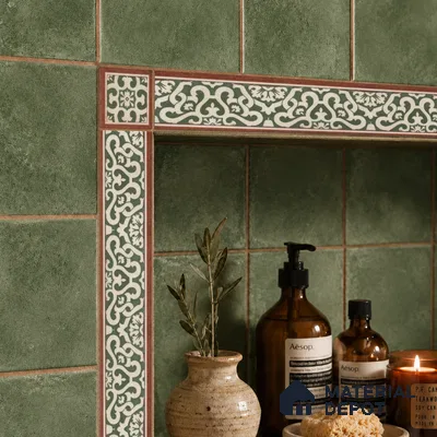 Moroccan Tile Border TL 11939 Spatial Accent Series 1 ft x 2 inch Vitrified Matte Finish Tile Border - 9 mm | Suitable for Decorative Highlighter Border