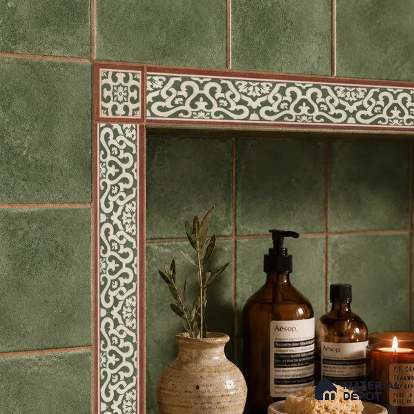 Moroccan Tile Border TL 11939 Spatial Accent Series 1 ft x 2 inch Vitrified Matte Finish Tile Border - 9 mm | Suitable for Decorative Highlighter Border
