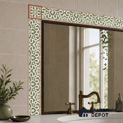 Moroccan Tile Border TL 11939 Spatial Accent Series 1 ft x 2 inch Vitrified Matte Finish Tile Border - 9 mm | Suitable for Decorative Highlighter Border