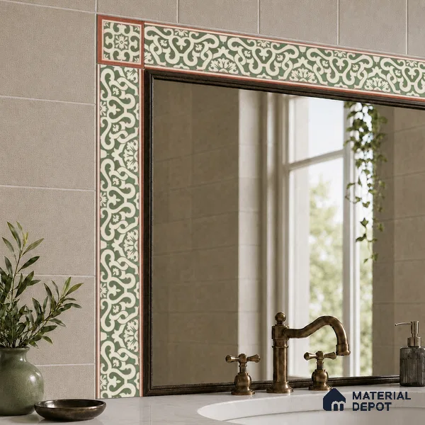 Moroccan Tile Border TL 11939 Spatial Accent Series 1 ft x 2 inch Vitrified Matte Finish Tile Border - 9 mm | Suitable for Decorative Highlighter Border