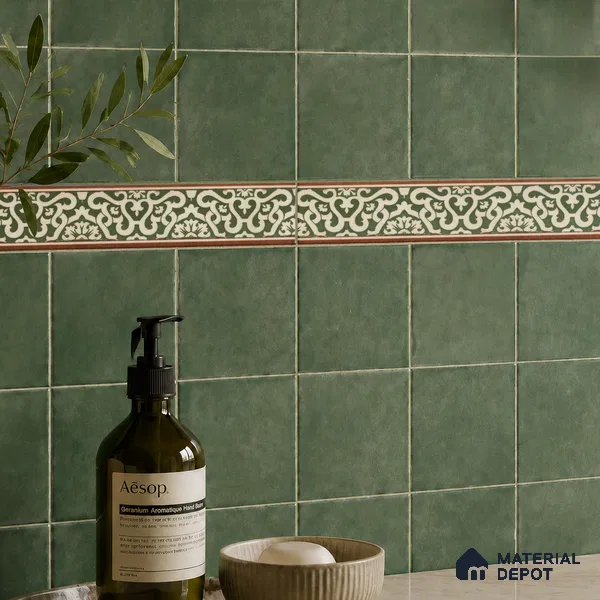 Moroccan Tile Border TL 11939 Spatial Accent Series 1 ft x 2 inch Vitrified Matte Finish Tile Border - 9 mm | Suitable for Decorative Highlighter Border