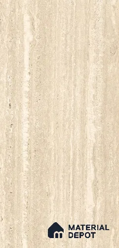 Marble Travertine Wall & Floor Tile TL 12001 Beige 4 ft x 2 ft Matte Carving Finish Vitrified Tile - 9 mm | Suitable for Living Room, Dining, Feature / Accent Walls