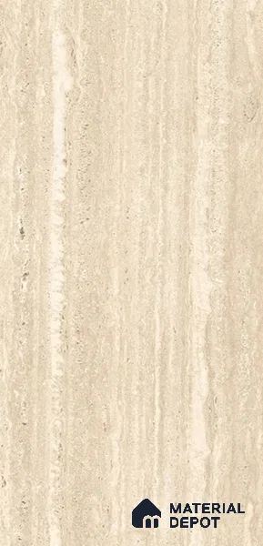 Marble Travertine Wall & Floor Tile TL 12001 Beige 4 ft x 2 ft Matte Carving Finish Vitrified Tile - 9 mm | Suitable for Living Room, Dining, Feature / Accent Walls