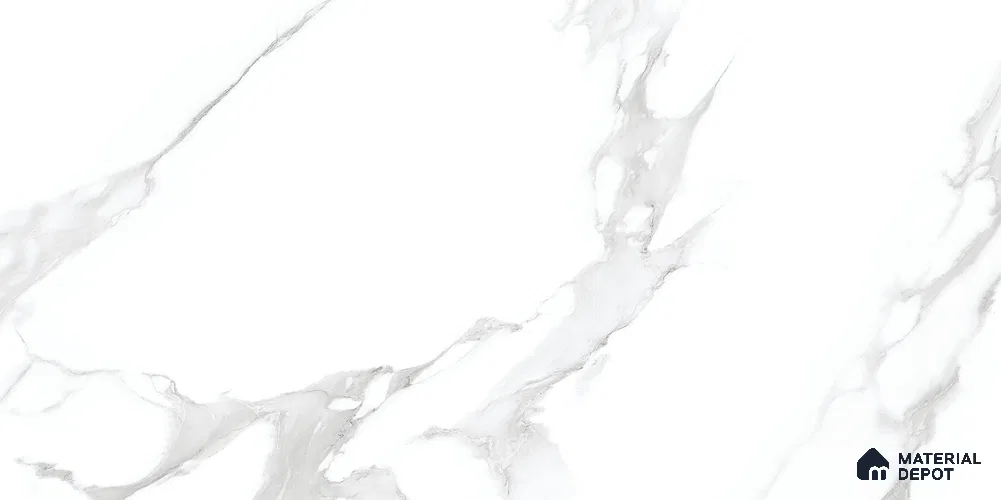 Marble Wall & Floor Tile TL 12023 White 4 ft x 2 ft Glossy Finish Vitrified Tile - 9 mm | 3 Random Designs | Suitable For Living Room, Bedroom, Dining