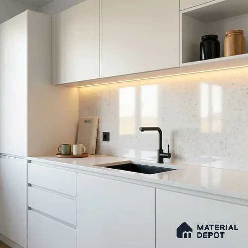 Terrazzo Counter Top Slab TL 12120 Galaxy Snow White 8 ft x 2.6 ft mm Full Body Vitrified Glossy Finish - 15 mm | Suitable For Counter Top, Dining Table Top & Window Frame