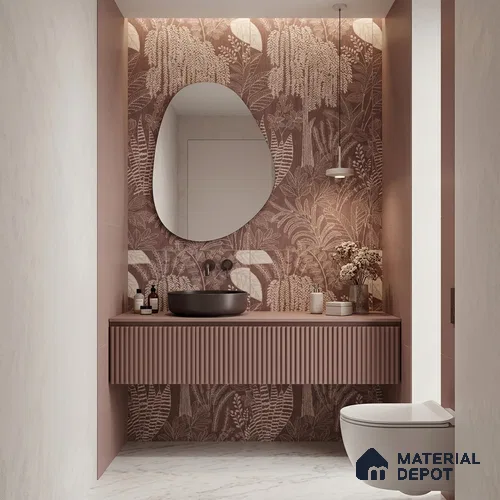 Tropical Wall Tile TL 12125 F Retina Wine Bloom 4 ft x 2 ft Vitrified Matte Finish - 9 mm | Suitable for Bathroom, Accent/Feature Wall, Dining Area