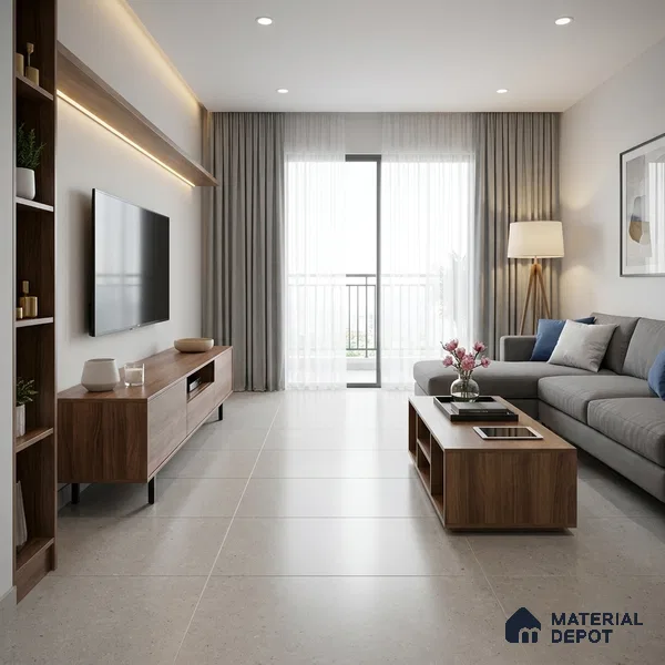 Terrazzo Look Floor & Wall Tile TL 12127 B Provence Avorio 4 ft x 2 ft Full Body Vitrified Matte Finish - 9 mm