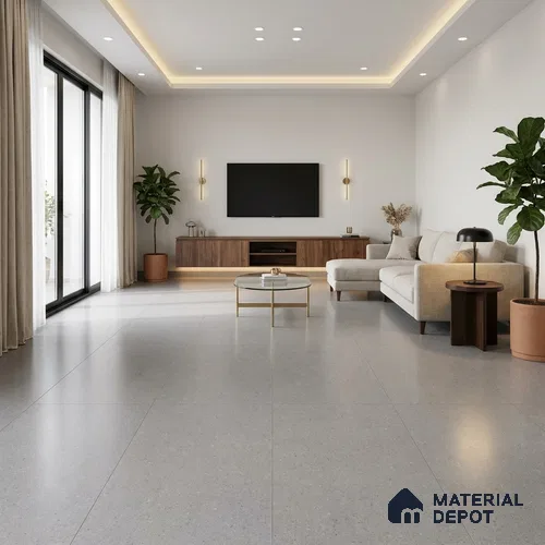 Terrazzo Look Floor & Wall Tile TL 12127 G Provence Grigio Scuro 8 ft x 4 ft Full Body Vitrified Matte Finish - 9 mm