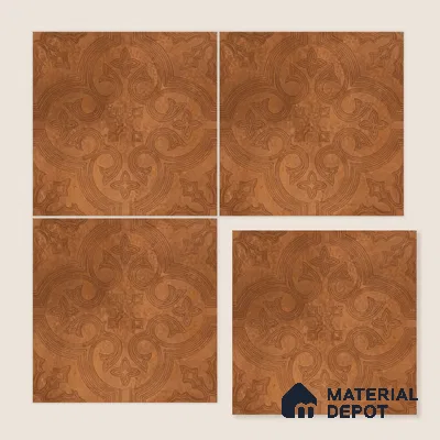 Moroccan Floor Tile TL 12131 C 20416 Octavia Choco Brown 1 ft x 1 ft Carving Matte Finish Vitrified Tile - 9 mm | Suitable For Bathroom, Balcony, Kitchen