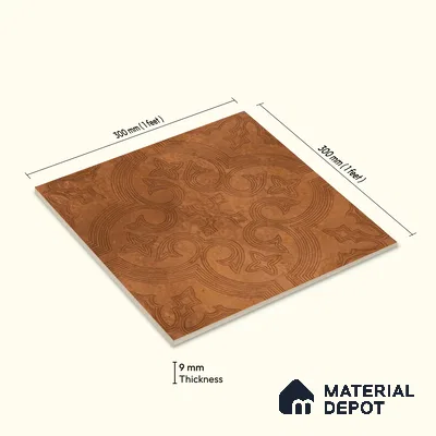 Moroccan Floor Tile TL 12131 C 20416 Octavia Choco Brown 1 ft x 1 ft Carving Matte Finish Vitrified Tile - 9 mm | Suitable For Bathroom, Balcony, Kitchen
