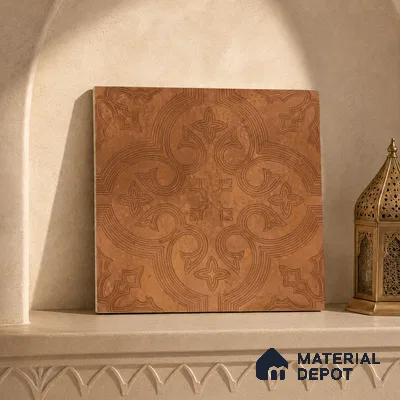 Moroccan Floor Tile TL 12131 C 20416 Octavia Choco Brown 1 ft x 1 ft Carving Matte Finish Vitrified Tile - 9 mm | Suitable For Bathroom, Balcony, Kitchen