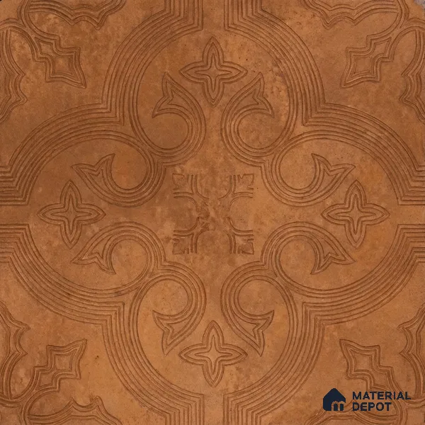 Moroccan Floor Tile TL 12131 C 20416 Octavia Choco Brown 1 ft x 1 ft Carving Matte Finish Vitrified Tile - 9 mm | Suitable For Bathroom, Balcony, Kitchen