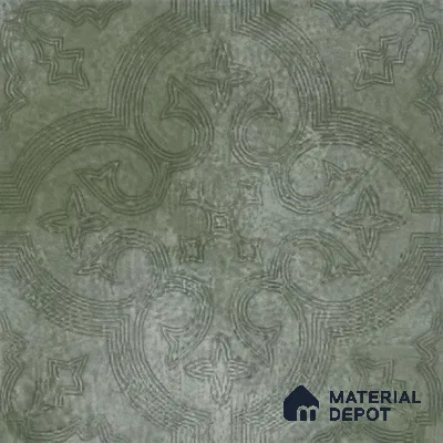 Moroccan Floor Tile TL 12131 I 20420 Octavia Forest Green 1 ft x 1 ft Carving Matte Finish Vitrified Tile - 9 mm | Suitable For Bathroom, Balcony, Kitchen