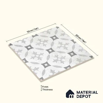 Moroccan Floor Tile TL 12142 B 20073 Cloud Austin 1 ft x 1 ft Matte Finish Vitrified Tile - 9 mm | Suitable For Bathroom, Balcony, Kitchen