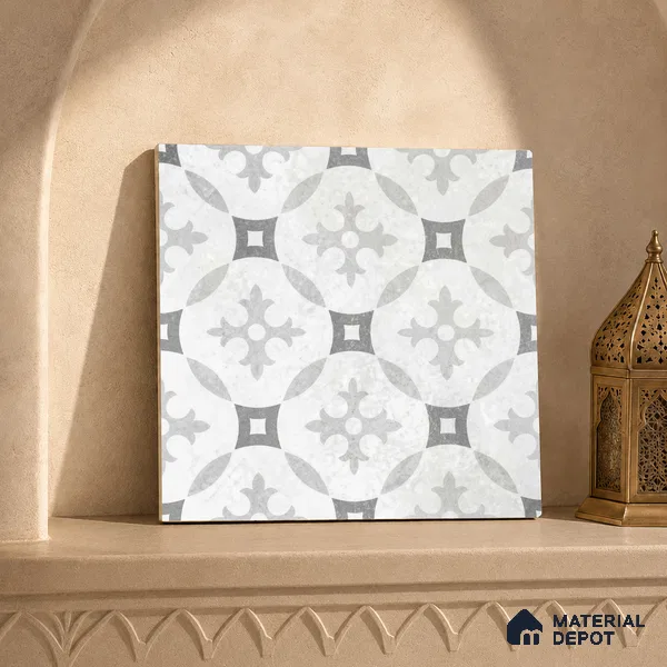 Moroccan Floor Tile TL 12142 B 20073 Cloud Austin 1 ft x 1 ft Matte Finish Vitrified Tile - 9 mm | Suitable For Bathroom, Balcony, Kitchen