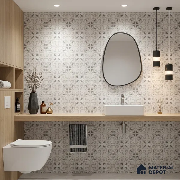 Moroccan Floor Tile TL 12142 20072 Cloud Oregon 1 ft x 1 ft Matte Finish Vitrified Tile - 9 mm | Suitable For Bathroom, Balcony, Kitchen