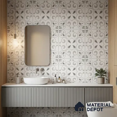 Moroccan Floor Tile TL 12142 20072 Cloud Oregon 1 ft x 1 ft Matte Finish Vitrified Tile - 9 mm | Suitable For Bathroom, Balcony, Kitchen