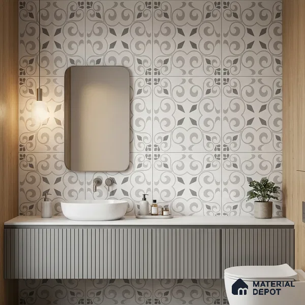 Moroccan Floor Tile TL 12142 20072 Cloud Oregon 1 ft x 1 ft Matte Finish Vitrified Tile - 9 mm | Suitable For Bathroom, Balcony, Kitchen