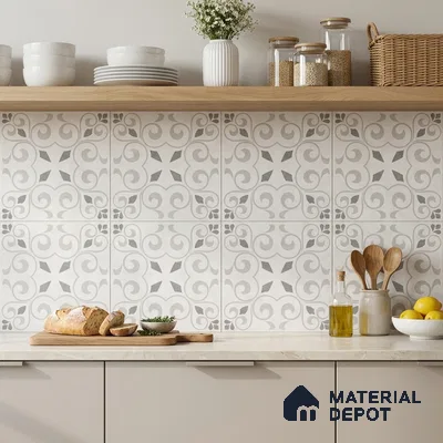 Moroccan Floor Tile TL 12142 20072 Cloud Oregon 1 ft x 1 ft Matte Finish Vitrified Tile - 9 mm | Suitable For Bathroom, Balcony, Kitchen