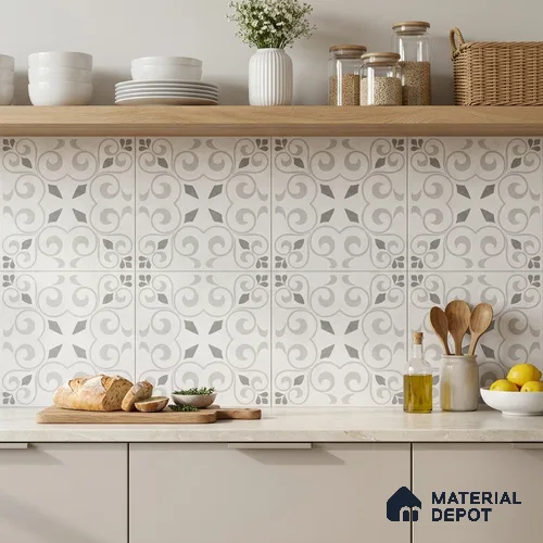 Moroccan Floor Tile TL 12142 20072 Cloud Oregon 1 ft x 1 ft Matte Finish Vitrified Tile - 9 mm | Suitable For Bathroom, Balcony, Kitchen