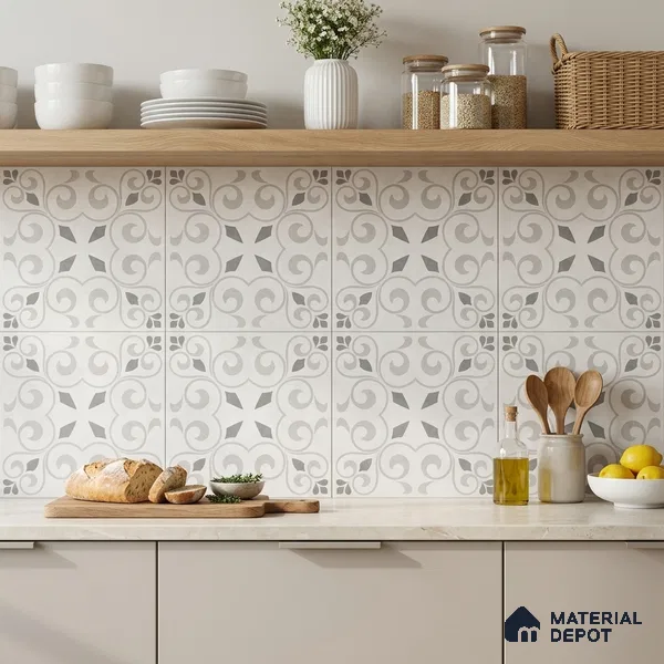 Moroccan Floor Tile TL 12142 20072 Cloud Oregon 1 ft x 1 ft Matte Finish Vitrified Tile - 9 mm | Suitable For Bathroom, Balcony, Kitchen