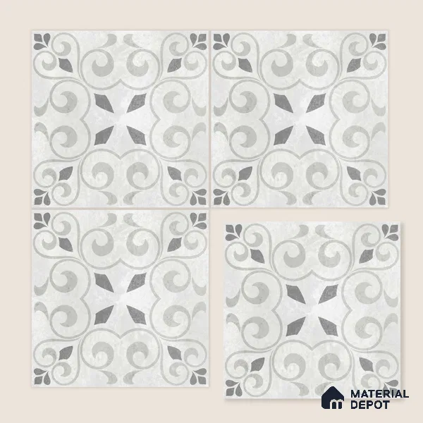 Moroccan Floor Tile TL 12142 20072 Cloud Oregon 1 ft x 1 ft Matte Finish Vitrified Tile - 9 mm | Suitable For Bathroom, Balcony, Kitchen