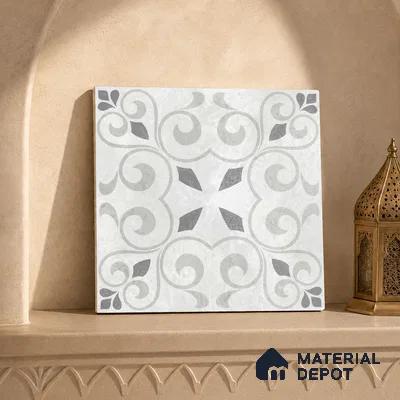 Moroccan Floor Tile TL 12142 20072 Cloud Oregon 1 ft x 1 ft Matte Finish Vitrified Tile - 9 mm | Suitable For Bathroom, Balcony, Kitchen