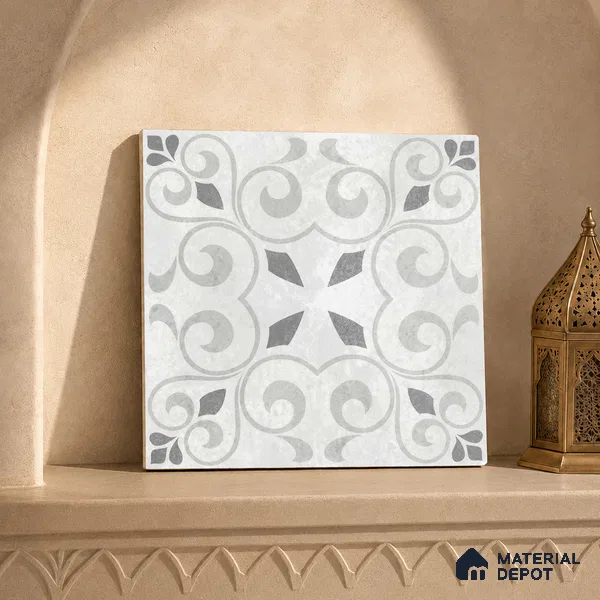 Moroccan Floor Tile TL 12142 20072 Cloud Oregon 1 ft x 1 ft Matte Finish Vitrified Tile - 9 mm | Suitable For Bathroom, Balcony, Kitchen