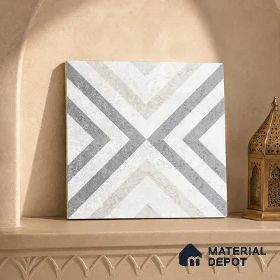 Moroccan Floor Tile TL 12143 B 20076 Cloud Strap 1 ft x 1 ft Matte Finish Vitrified Tile - 9 mm | Suitable For Bathroom, Balcony, Kitchen