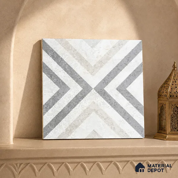Moroccan Floor Tile TL 12143 B 20076 Cloud Strap 1 ft x 1 ft Matte Finish Vitrified Tile - 9 mm | Suitable For Bathroom, Balcony, Kitchen