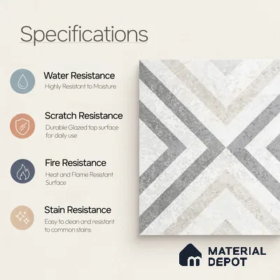 Moroccan Floor Tile TL 12143 B 20076 Cloud Strap 1 ft x 1 ft Matte Finish Vitrified Tile - 9 mm | Suitable For Bathroom, Balcony, Kitchen