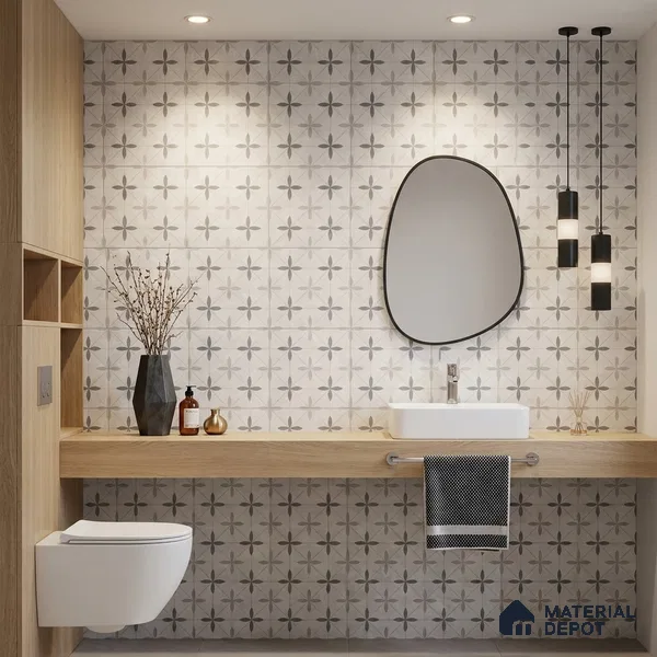 Moroccan Floor Tile TL 12143 20074 Cloud Tunish 1 ft x 1 ft Matte Finish Vitrified Tile - 9 mm | Suitable For Bathroom, Balcony, Kitchen