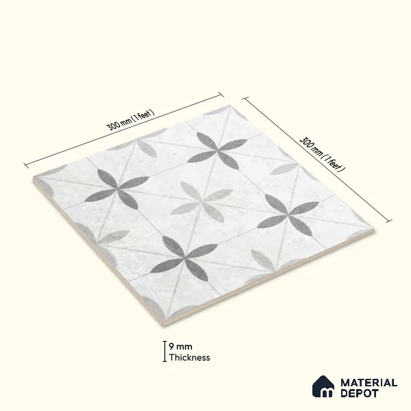 Moroccan Floor Tile TL 12143 20074 Cloud Tunish 1 ft x 1 ft Matte Finish Vitrified Tile - 9 mm | Suitable For Bathroom, Balcony, Kitchen